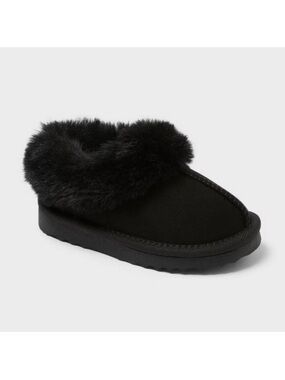Toddler Piper Faux Fur Cuff Scuff Slippers - Cat & Jack™ - Black
